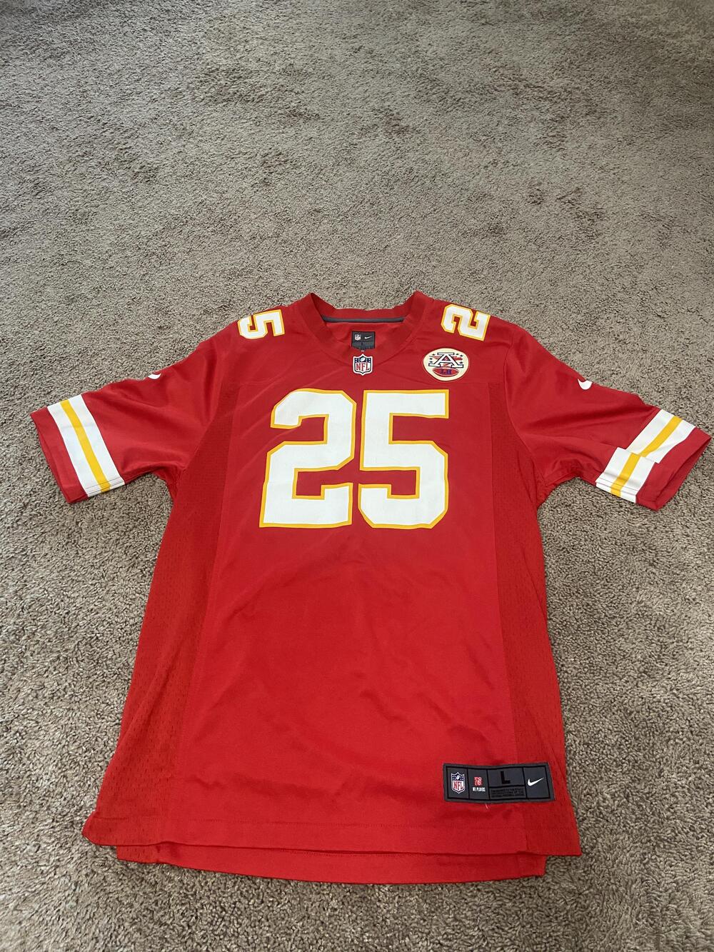 Kansas City Chiefs Football Jersey Mens Large Red NFL Edwards-Helaire 25 Nike